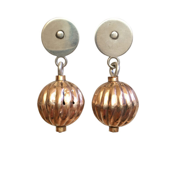 GoldRidgedBallEarrings