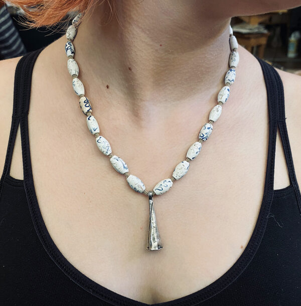 White_Blue_Beads_Cone